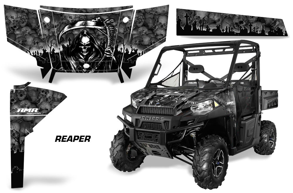 UTV Graphics Kit SxS Decal Wrap For Polaris Ranger 570 900 2013-2015 REAPER BLACK-atv motorcycle utv parts accessories gear helmets jackets gloves pantsAll Terrain Depot