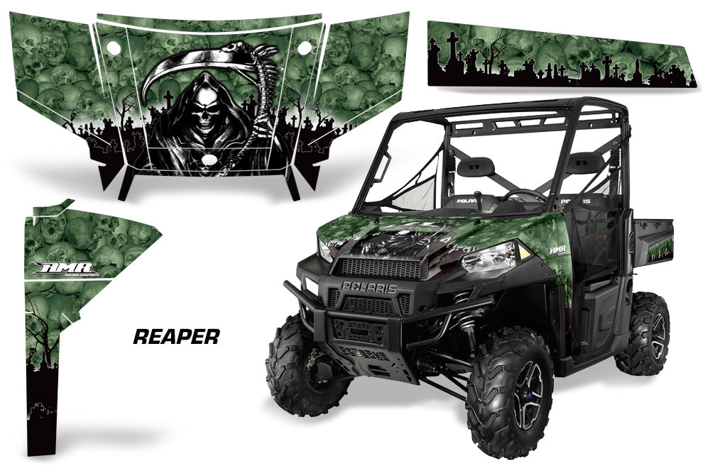 UTV Graphics Kit SxS Decal Wrap For Polaris Ranger 570 900 2013-2015 REAPER GREEN-atv motorcycle utv parts accessories gear helmets jackets gloves pantsAll Terrain Depot