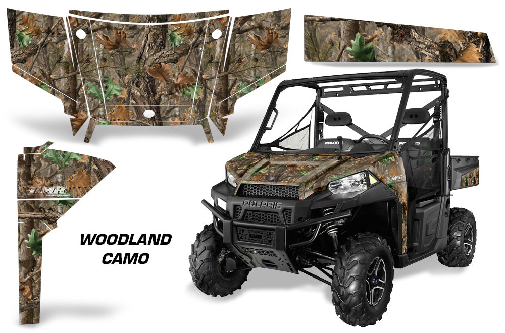 UTV Graphics Kit SxS Decal Wrap For Polaris Ranger 570 900 2013-2015 WOODLAND CAMO-atv motorcycle utv parts accessories gear helmets jackets gloves pantsAll Terrain Depot