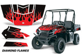 UTV Graphics Kit Decal Sticker Wrap For Polaris Ranger EV 2009-2014 DIAMOND FLAMES RED BLACK