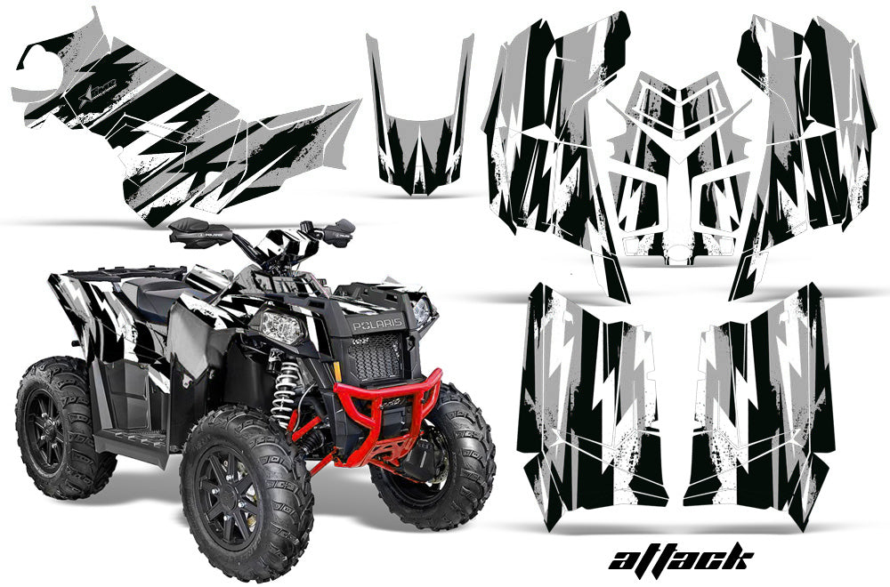 ATV Graphics Kit Decal Wrap For Polaris Scrambler 850XP 1000XP 2013-2018 ATTACK GREY-atv motorcycle utv parts accessories gear helmets jackets gloves pantsAll Terrain Depot