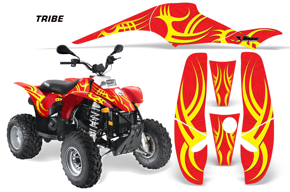 ATV Graphics Kit Decal Wrap For Polaris Sportsman 500 Trailblazer 350 1985-2009 TRIBE YELLOW RED-atv motorcycle utv parts accessories gear helmets jackets gloves pantsAll Terrain Depot