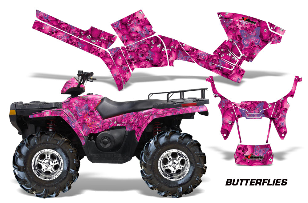 ATV Graphics Kit Decal Sticker Wrap For Polaris Sportsman 500/800 2005-2010 BUTTERFLIES PURPLE PINK-atv motorcycle utv parts accessories gear helmets jackets gloves pantsAll Terrain Depot