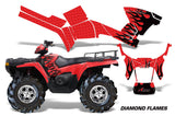 ATV Graphics Kit Decal Sticker Wrap For Polaris Sportsman 500/800 2005-2010 DIAMOND FLAMES BLACK RED