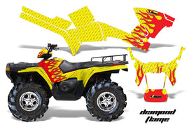 ATV Graphics Kit Decal Sticker Wrap For Polaris Sportsman 500/800 2005-2010 DIAMOND FLAMES RED YELLOW-atv motorcycle utv parts accessories gear helmets jackets gloves pantsAll Terrain Depot