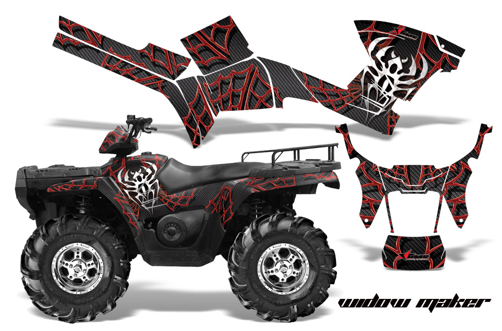 ATV Graphics Kit Decal Sticker Wrap For Polaris Sportsman 500/800 2005-2010 WIDOW RED BLACK-atv motorcycle utv parts accessories gear helmets jackets gloves pantsAll Terrain Depot