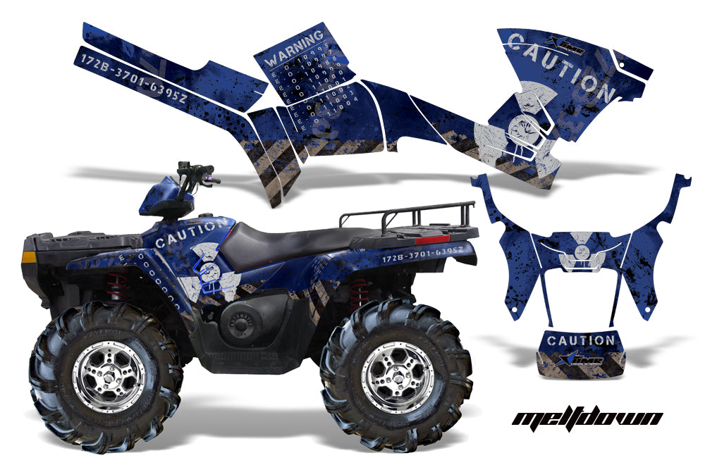 ATV Graphics Kit Decal Sticker Wrap For Polaris Sportsman 500/800 2005-2010 MELTDOWN SILVER BLUE-atv motorcycle utv parts accessories gear helmets jackets gloves pantsAll Terrain Depot
