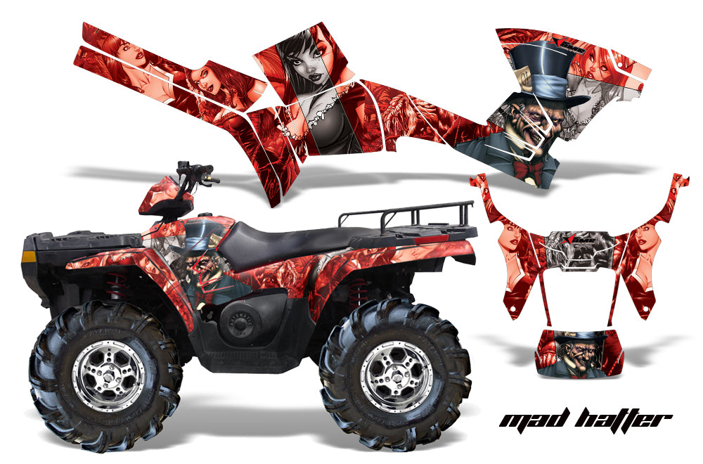ATV Graphics Kit Decal Sticker Wrap For Polaris Sportsman 500/800 2005-2010 HATTER SILVER RED-atv motorcycle utv parts accessories gear helmets jackets gloves pantsAll Terrain Depot