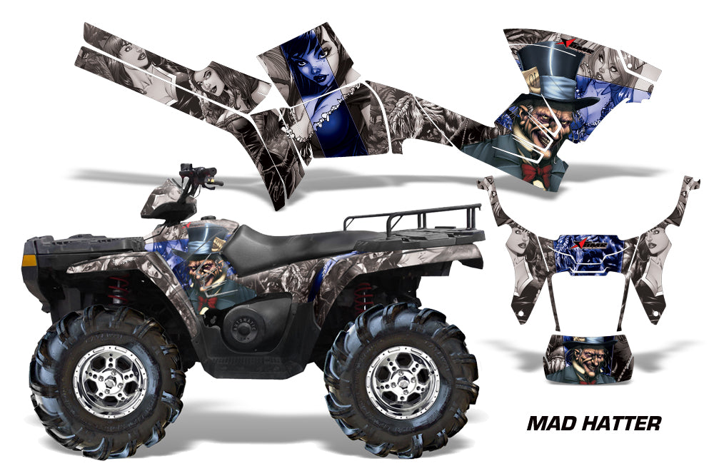 ATV Graphics Kit Decal Sticker Wrap For Polaris Sportsman 500/800 2005-2010 HATTER SILVER BLUE-atv motorcycle utv parts accessories gear helmets jackets gloves pantsAll Terrain Depot