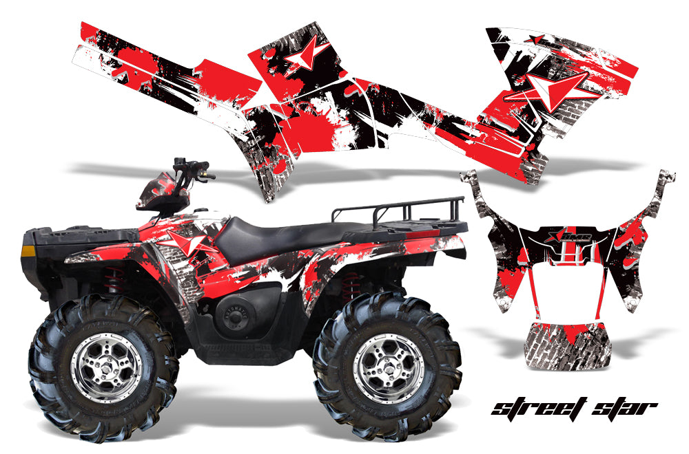 ATV Graphics Kit Decal Sticker Wrap For Polaris Sportsman 500/800 2005-2010 STREET STAR RED-atv motorcycle utv parts accessories gear helmets jackets gloves pantsAll Terrain Depot