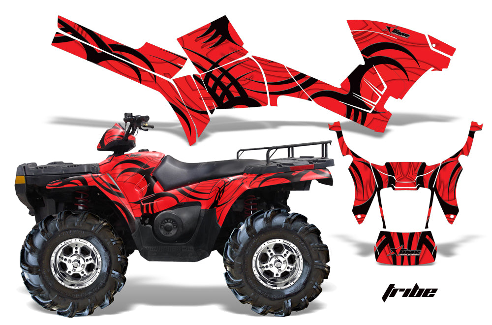 ATV Graphics Kit Decal Sticker Wrap For Polaris Sportsman 500/800 2005-2010 TRIBE BLACK RED-atv motorcycle utv parts accessories gear helmets jackets gloves pantsAll Terrain Depot