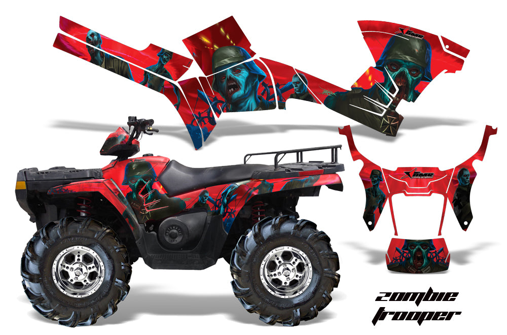 ATV Graphics Kit Decal Sticker Wrap For Polaris Sportsman 500/800 2005-2010 ZOMBIE RED-atv motorcycle utv parts accessories gear helmets jackets gloves pantsAll Terrain Depot