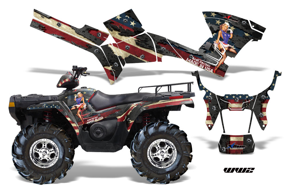 ATV Graphics Kit Decal Sticker Wrap For Polaris Sportsman 500/800 2005-2010 WW2 BOMBER-atv motorcycle utv parts accessories gear helmets jackets gloves pantsAll Terrain Depot