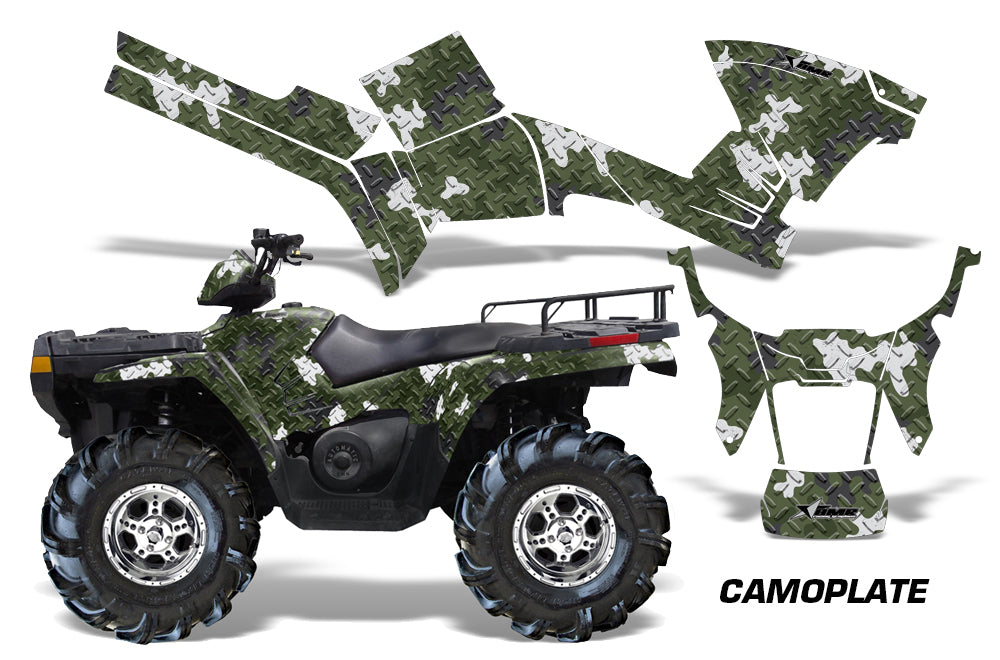 ATV Graphics Kit Decal Sticker Wrap For Polaris Sportsman 500/800 2005-2010 CAMOPLATE GREEN-atv motorcycle utv parts accessories gear helmets jackets gloves pantsAll Terrain Depot