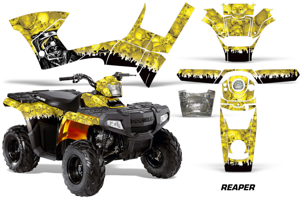 ATV Graphics Kit Decal Sticker Wrap For Polaris Sportsman 90/110 2007-2016 REAPER YELLOW-atv motorcycle utv parts accessories gear helmets jackets gloves pantsAll Terrain Depot