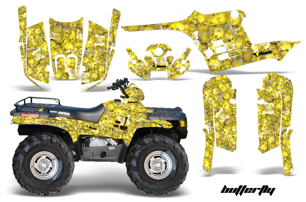 ATV Graphics Kit Decal Wrap For Polaris Sportsman 400 500 1995-2004 BUTTERFLIES WHITE YELLOW-atv motorcycle utv parts accessories gear helmets jackets gloves pantsAll Terrain Depot