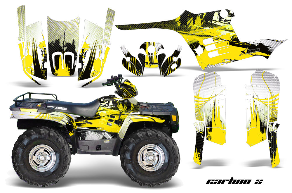 ATV Graphics Kit Decal Wrap For Polaris Sportsman 400 500 1995-2004 CARBONX YELLOW-atv motorcycle utv parts accessories gear helmets jackets gloves pantsAll Terrain Depot