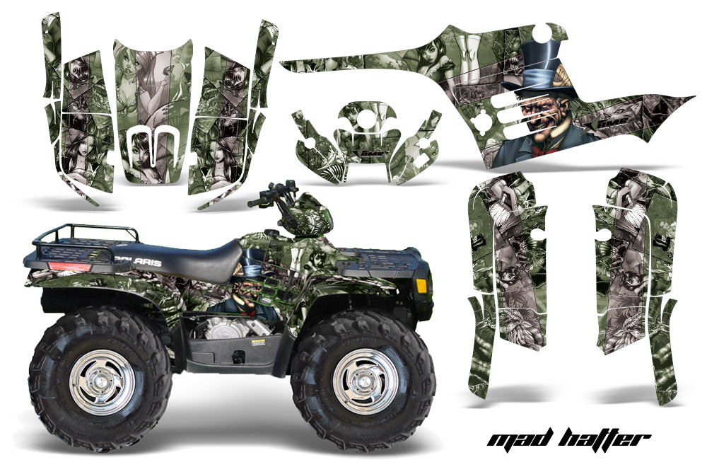 ATV Graphics Kit Decal Wrap For Polaris Sportsman 400 500 1995-2004 HATTER SILVER GREEN-atv motorcycle utv parts accessories gear helmets jackets gloves pantsAll Terrain Depot