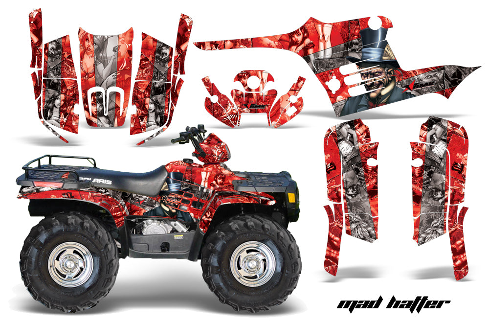 ATV Graphics Kit Decal Wrap For Polaris Sportsman 400 500 1995-2004 HATTER SILVER RED-atv motorcycle utv parts accessories gear helmets jackets gloves pantsAll Terrain Depot