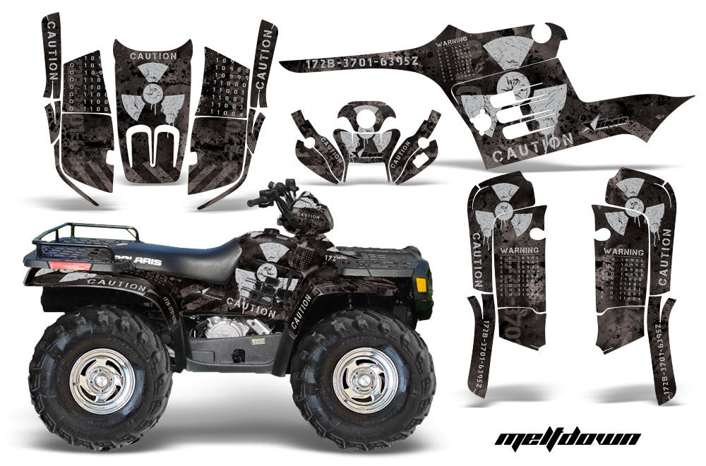 ATV Graphics Kit Decal Wrap For Polaris Sportsman 400 500 1995-2004 MELTDOWN SILVER BLACK-atv motorcycle utv parts accessories gear helmets jackets gloves pantsAll Terrain Depot