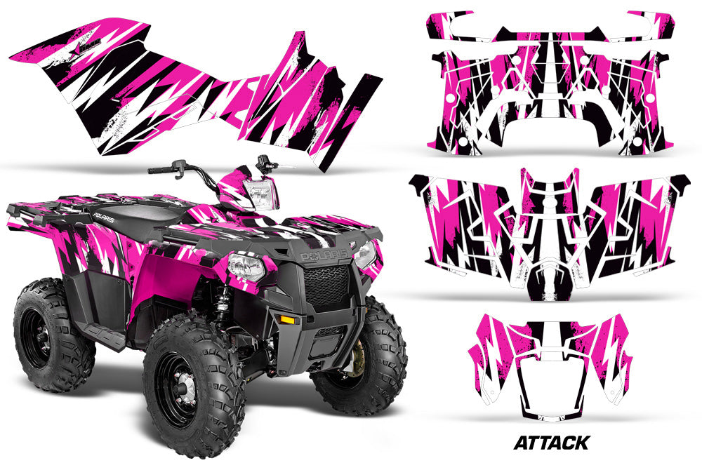 ATV Graphics Kit Decal Quad Wrap For Polaris Sportsman 570 2014-2017 ATTACK PINK-atv motorcycle utv parts accessories gear helmets jackets gloves pantsAll Terrain Depot