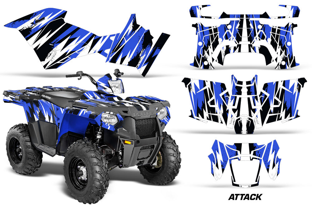 ATV Graphics Kit Decal Quad Wrap For Polaris Sportsman 570 2014-2017 ATTACK BLUE-atv motorcycle utv parts accessories gear helmets jackets gloves pantsAll Terrain Depot