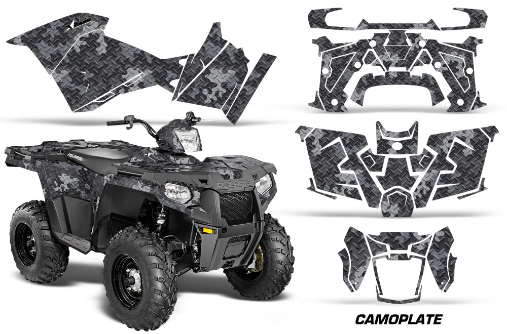 ATV Graphics Kit Decal Quad Wrap For Polaris Sportsman 570 2014-2017 CAMOPLATE BLACK-atv motorcycle utv parts accessories gear helmets jackets gloves pantsAll Terrain Depot