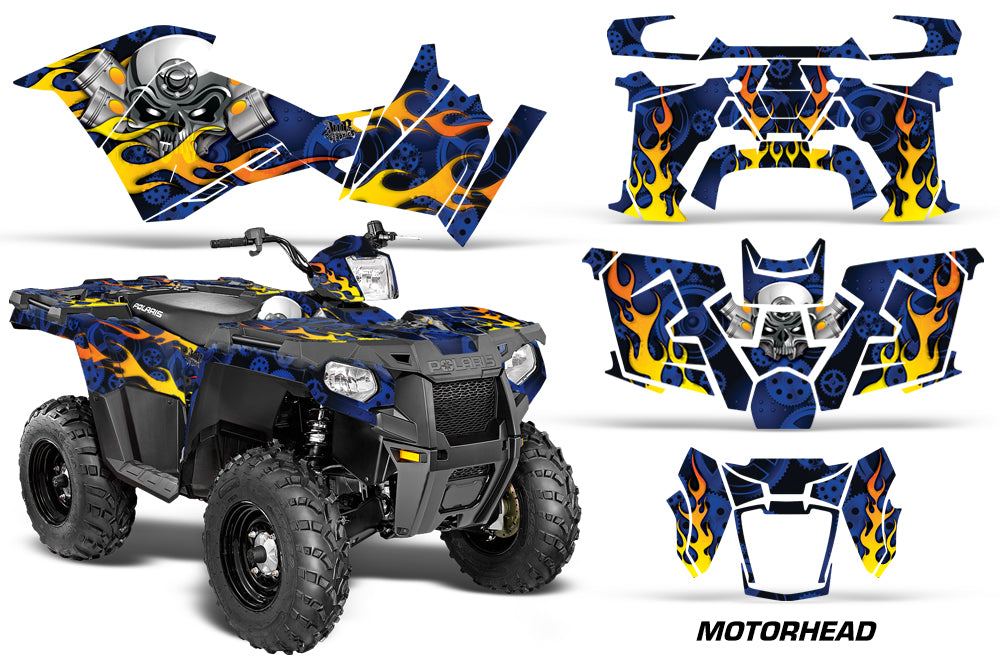 ATV Graphics Kit Decal Quad Wrap For Polaris Sportsman 570 2014-2017 MOTORHEAD BLUE-atv motorcycle utv parts accessories gear helmets jackets gloves pantsAll Terrain Depot
