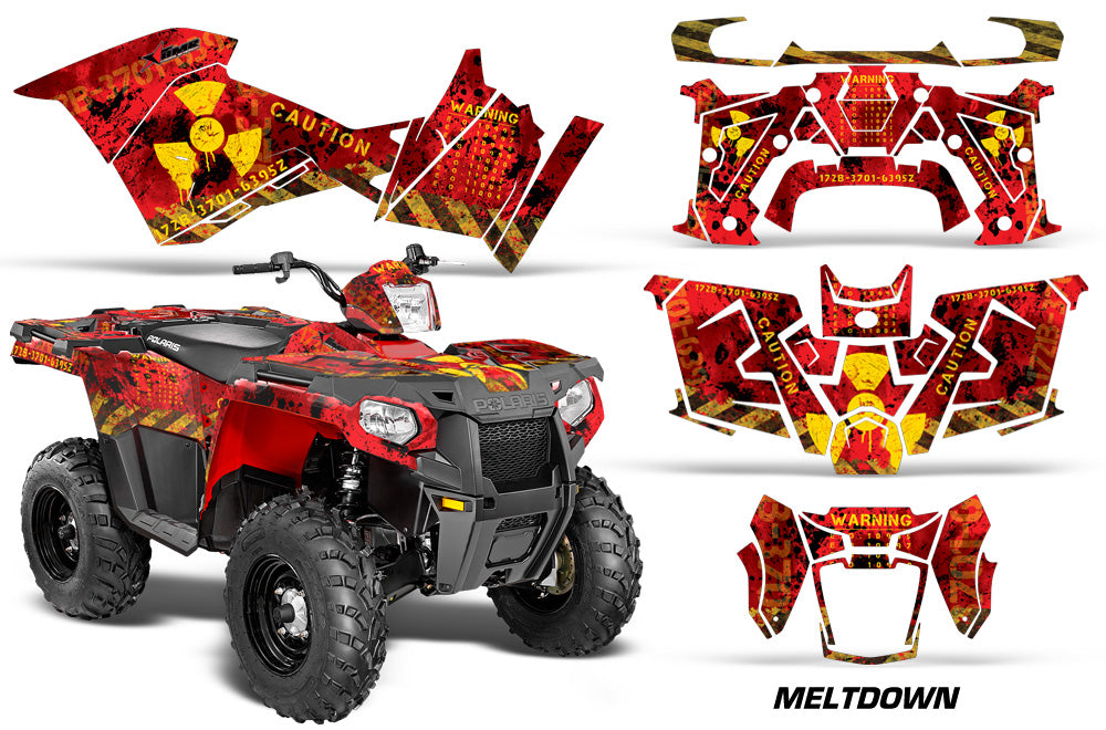ATV Graphics Kit Decal Quad Wrap For Polaris Sportsman 570 2014-2017 MELTDOWN YELLOW RED-atv motorcycle utv parts accessories gear helmets jackets gloves pantsAll Terrain Depot