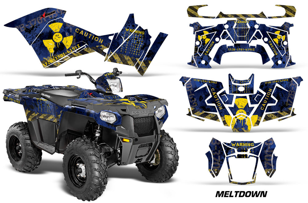 ATV Graphics Kit Decal Quad Wrap For Polaris Sportsman 570 2014-2017 MELTDOWN YELLOW BLUE-atv motorcycle utv parts accessories gear helmets jackets gloves pantsAll Terrain Depot