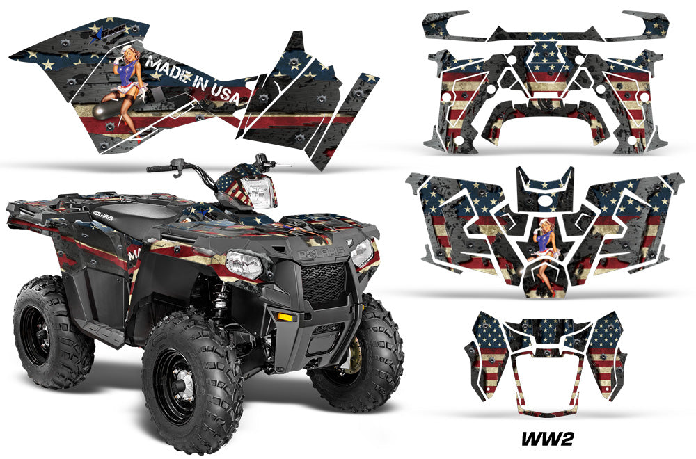 ATV Graphics Kit Decal Quad Wrap For Polaris Sportsman 570 2014-2017 WW2 BOMBER-atv motorcycle utv parts accessories gear helmets jackets gloves pantsAll Terrain Depot