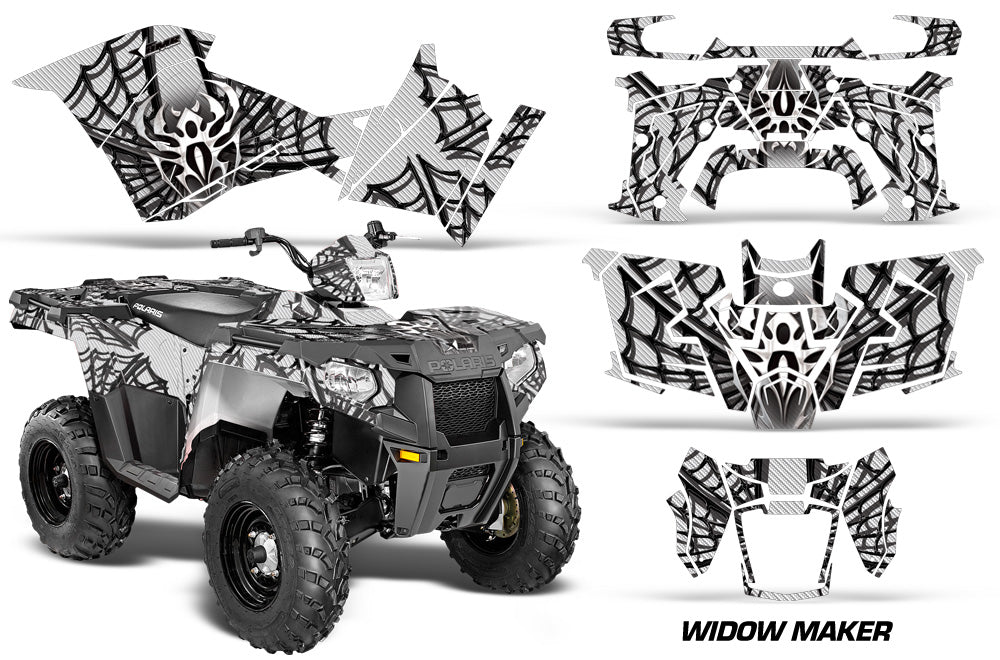 ATV Graphics Kit Decal Quad Wrap For Polaris Sportsman 570 2014-2017 WIDOW BLACK WHITE-atv motorcycle utv parts accessories gear helmets jackets gloves pantsAll Terrain Depot