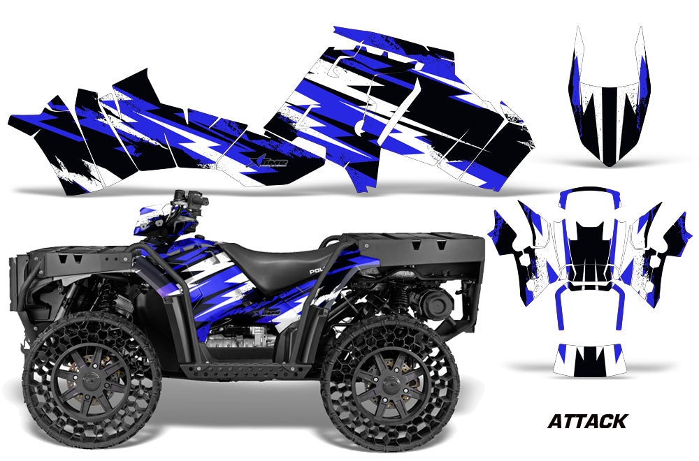 ATV Graphics Kit Decal Sticker Wrap For Polaris Sportsman WV850 2014-2015 ATTACK BLUE-atv motorcycle utv parts accessories gear helmets jackets gloves pantsAll Terrain Depot