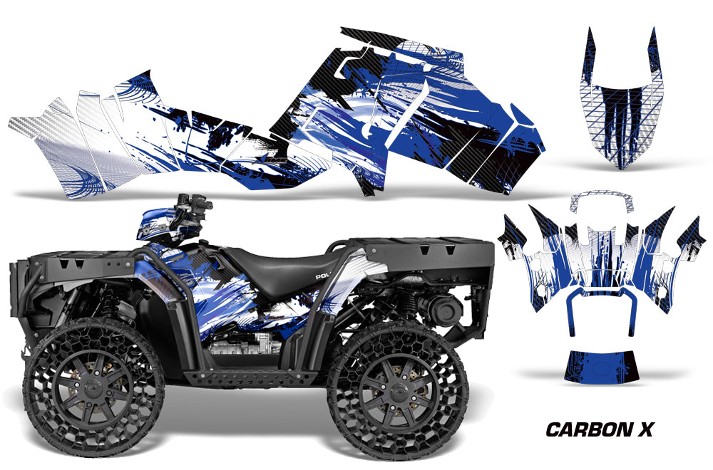 ATV Graphics Kit Decal Sticker Wrap For Polaris Sportsman WV850 2014-2015 CARBONX BLUE-atv motorcycle utv parts accessories gear helmets jackets gloves pantsAll Terrain Depot