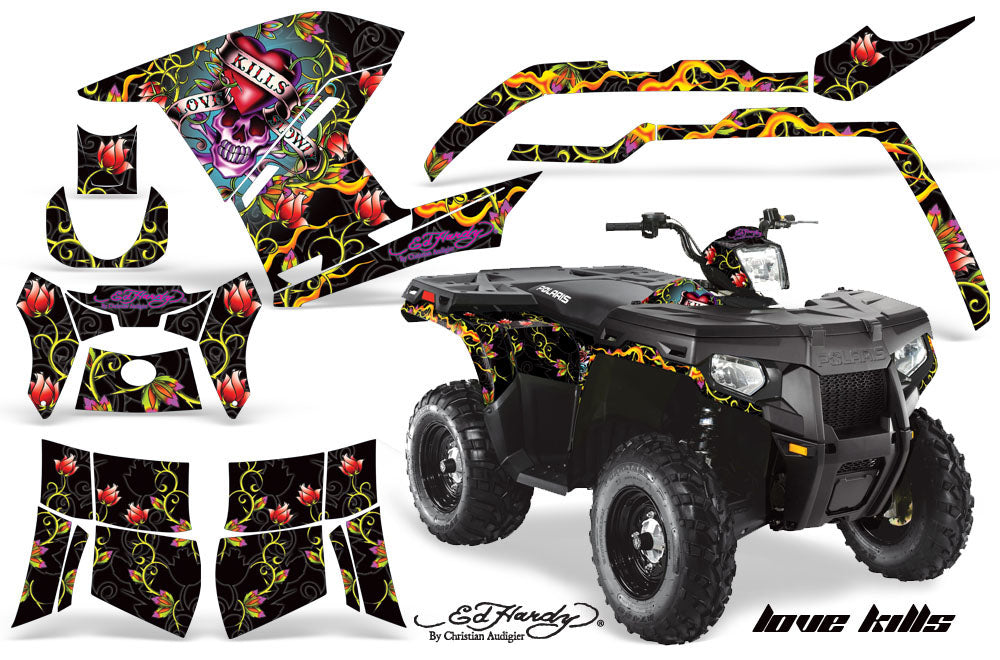 ATV Graphics Kit Decal Sticker Wrap For Polaris Sportsman 500/800 2011-2015 EDHLK BLACK-atv motorcycle utv parts accessories gear helmets jackets gloves pantsAll Terrain Depot