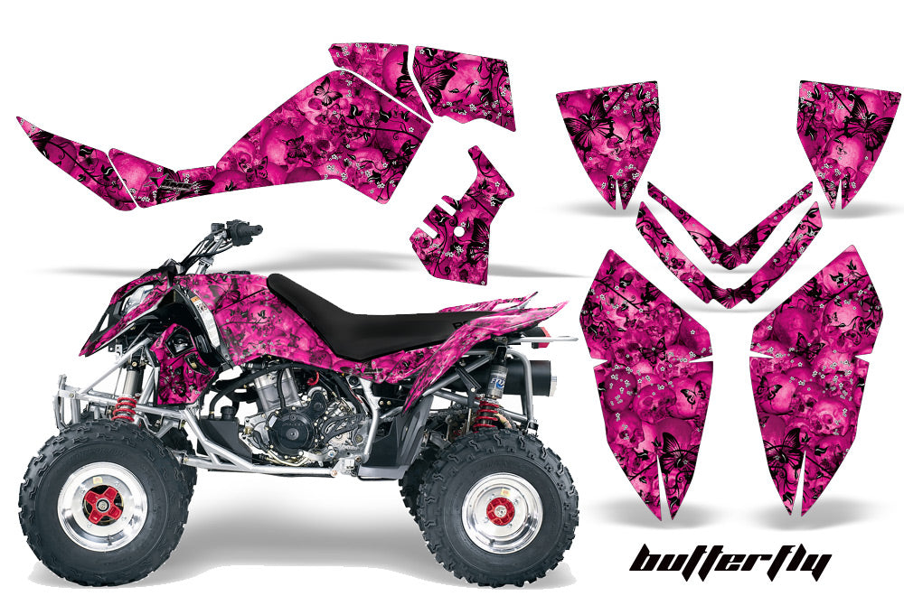 ATV Graphics Kit Quad Decal Wrap For Polaris Outlaw 500 525 2006-2008 BUTTERFLIES BLACK PINK-atv motorcycle utv parts accessories gear helmets jackets gloves pantsAll Terrain Depot