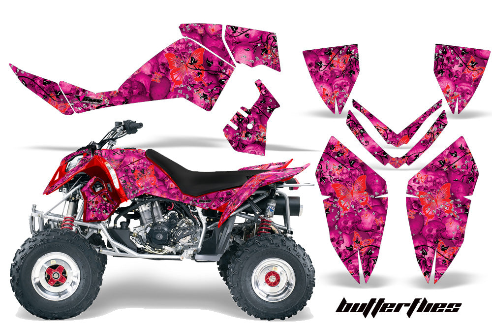 ATV Graphics Kit Quad Decal Wrap For Polaris Outlaw 500 525 2006-2008 BUTTERFLIES RED PINK-atv motorcycle utv parts accessories gear helmets jackets gloves pantsAll Terrain Depot