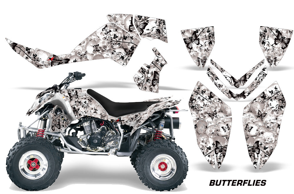 ATV Graphics Kit Quad Decal Wrap For Polaris Outlaw 500 525 2006-2008 BUTTERFLIES BLACK WHITE-atv motorcycle utv parts accessories gear helmets jackets gloves pantsAll Terrain Depot