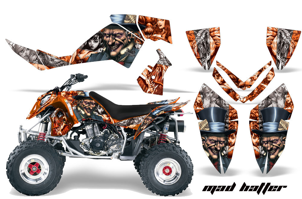 ATV Graphics Kit Quad Decal Wrap For Polaris Outlaw 500 525 2006-2008 HATTER ORANGE SILVER-atv motorcycle utv parts accessories gear helmets jackets gloves pantsAll Terrain Depot