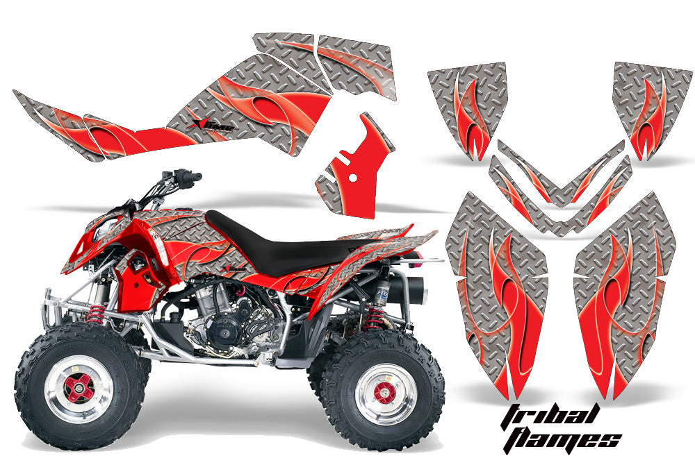 ATV Graphics Kit Quad Decal Wrap For Polaris Outlaw 500 525 2006-2008 TRIBAL RED SILVER-atv motorcycle utv parts accessories gear helmets jackets gloves pantsAll Terrain Depot