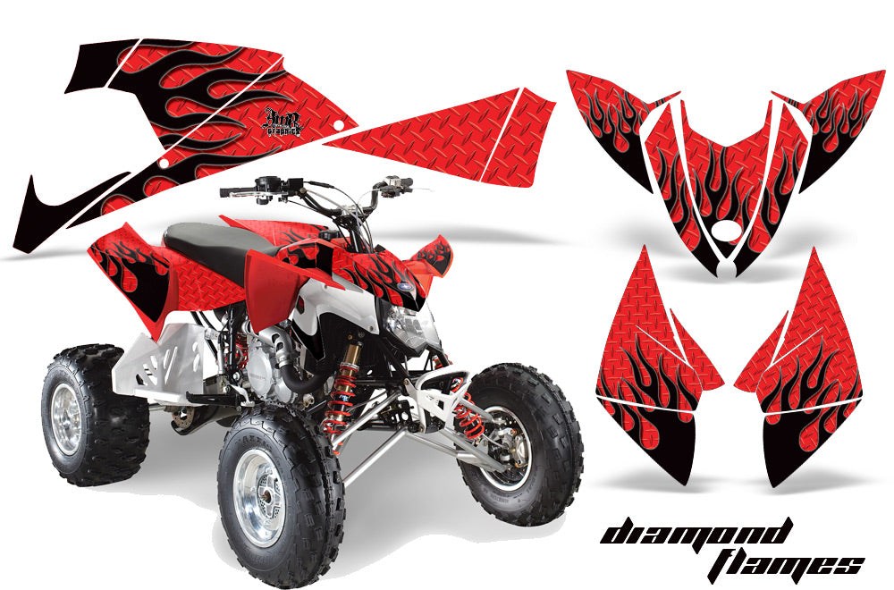 ATV Decal Graphic Kit Quad Wrap For Polaris Outlaw 450 525 2009-2012 DIAMOND FLAMES RED BLACK-atv motorcycle utv parts accessories gear helmets jackets gloves pantsAll Terrain Depot