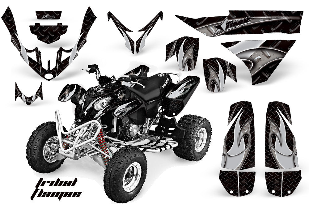 ATV Graphics Kit Quad Decal Wrap For Polaris Predator 500 2003-2007 TRIBAL SILVER BLACK-atv motorcycle utv parts accessories gear helmets jackets gloves pantsAll Terrain Depot