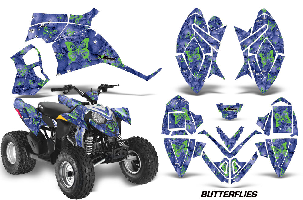 ATV Decal Graphic Kit Quad Wrap For Polaris Outlaw 90 2008-2014 Outlaw 110 2016 BUTTERFLIES GREEN BLUE-atv motorcycle utv parts accessories gear helmets jackets gloves pantsAll Terrain Depot