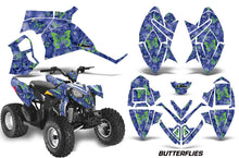 Load image into Gallery viewer, ATV Decal Graphic Kit Quad Wrap For Polaris Outlaw 90 2008-2014 Outlaw 110 2016 BUTTERFLIES GREEN BLUE-atv motorcycle utv parts accessories gear helmets jackets gloves pantsAll Terrain Depot
