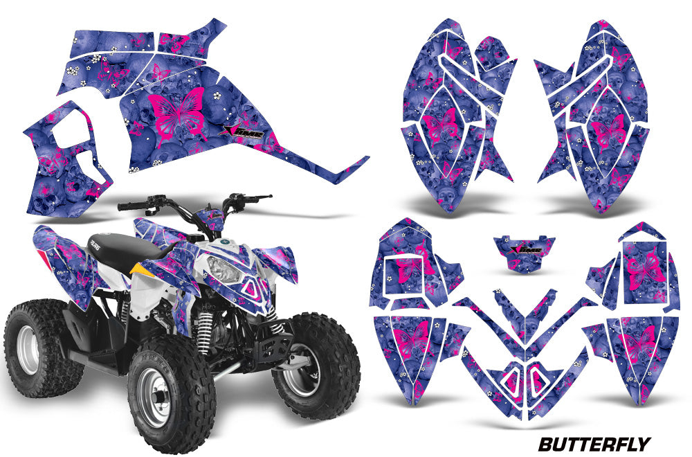 ATV Decal Graphic Kit Quad Wrap For Polaris Outlaw 90 2008-2014 Outlaw 110 2016 BUTTERFLIES PINK BLUE-atv motorcycle utv parts accessories gear helmets jackets gloves pantsAll Terrain Depot
