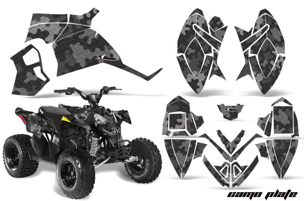 ATV Decal Graphic Kit Quad Wrap For Polaris Outlaw 90 2008-2014 Outlaw 110 2016 CAMOPLATE BLACK-atv motorcycle utv parts accessories gear helmets jackets gloves pantsAll Terrain Depot