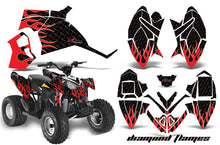 Load image into Gallery viewer, ATV Decal Graphic Kit Quad Wrap For Polaris Outlaw 90 2008-2014 Outlaw 110 2016 DIAMOND FLAMES RED BLACK-atv motorcycle utv parts accessories gear helmets jackets gloves pantsAll Terrain Depot
