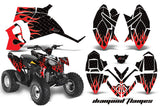 ATV Decal Graphic Kit Quad Wrap For Polaris Outlaw 90 2008-2014 Outlaw 110 2016 DIAMOND FLAMES RED BLACK
