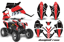 Load image into Gallery viewer, ATV Decal Graphic Kit Quad Wrap For Polaris Outlaw 90 2008-2014 Outlaw 110 2016 DIAMOND RACE RED BLACK-atv motorcycle utv parts accessories gear helmets jackets gloves pantsAll Terrain Depot