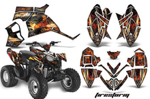 Load image into Gallery viewer, ATV Decal Graphic Kit Quad Wrap For Polaris Outlaw 90 2008-2014 Outlaw 110 2016 FIRESTORM BLACK-atv motorcycle utv parts accessories gear helmets jackets gloves pantsAll Terrain Depot